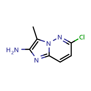 Chemical structure of 6-chloro-3-methylimidazo[1,2-b]pyridazin-2-amine , CAS 1005785-59-0, AChemBlock S84211