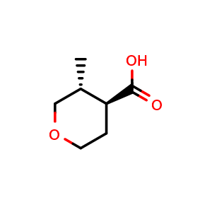 Chemical structure of (3R,4S)-3-methyltetrahydropyran-4-carboxylic acid , CAS 1005478-69-2, AChemBlock S84217