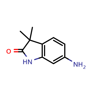 Chemical structure of 6-Amino-3,3-dimethylindolin-2-one , CAS 100510-65-4, AChemBlock S84225