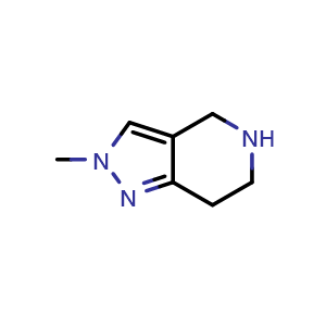 Chemical structure of 2-methyl-2H,4H,5H,6H,7H-pyrazolo[4,3-c]pyridine , CAS 100501-59-5, AChemBlock S84227