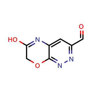 Chemical structure of 6-hydroxy-7H-pyridazino[3,4-b][1,4]oxazine-3-carbaldehyde , CAS 1003947-30-5, AChemBlock S84237