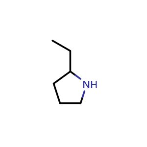 Chemical structure of 2-ethylpyrrolidine , CAS 1003-28-7, AChemBlock S84244