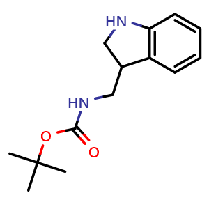Chemical structure of tert-butyl 2,3-dihydro-1h-indol-3-ylmethylcarbamate , CAS 1000932-73-9, AChemBlock S84271