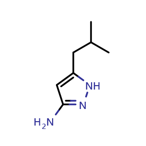 Chemical structure of 5-(2-methylpropyl)-1H-pyrazol-3-amine , CAS 1000896-88-7, AChemBlock S84273