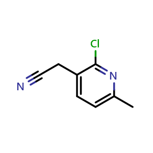 Chemical structure of 2-(2-chloro-6-methylpyridin-3-yl)acetonitrile , CAS 1000514-91-9, AChemBlock S84281