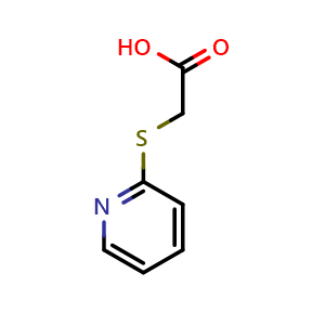 Chemical structure of 2-(pyridin-2-ylsulfanyl)acetic acid , CAS 10002-29-6, AChemBlock S84292