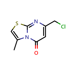 Chemical structure of 7-(chloromethyl)-3-methyl-5H-[1,3]thiazolo[3,2-a]pyrimidin-5-one , CAS 100003-81-4, AChemBlock S84298