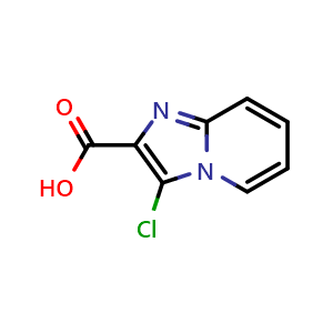 Chemical structure of 3-chloroimidazo[1,2-a]pyridine-2-carboxylic acid , CAS 1000017-94-6, AChemBlock S84299