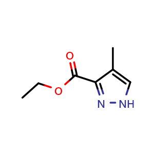 Chemical structure of ethyl 4-methyl-1H-pyrazole-3-carboxylate , CAS 6076-12-6, AChemBlock S84310