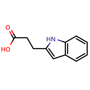 Chemical structure of 3-(1H-indol-2-yl)propanoic acid , CAS 5836-08-8, AChemBlock S84311