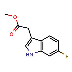 Chemical structure of methyl 2-(6-fluoro-1H-indol-3-yl)acetate , CAS 5159-07-9, AChemBlock S84319