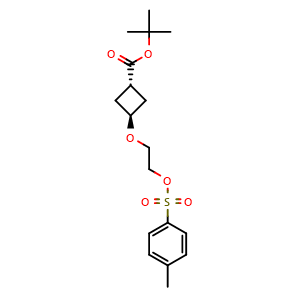 Chemical structure of tert-butyl trans-3-{2-[(4-methylbenzenesulfonyl)oxy]ethoxy}cyclobutane-1-carboxylate , CAS 2375165-18-5, AChemBlock S84379