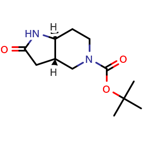Chemical structure of tert-butyl trans-2-oxo-octahydro-1H-pyrrolo[3,2-c]pyridine-5-carboxylate , CAS 2375165-34-5, AChemBlock S84383