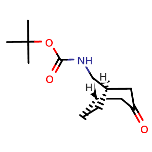 Chemical structure of tert-butyl N-[(1S,5R)-3-oxo-8-bicyclo[3.2.1]octanyl]carbamate , CAS 2375164-96-6, AChemBlock S84485