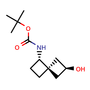 Chemical structure of tert-butyl N-[(1S,4r,6R)-6-hydroxyspiro[3.3]heptan-1-yl]carbamate , AChemBlock S84489