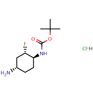 Chemical structure of tert-butyl N-[(1S,2S,4S)-rel-4-amino-2-fluoro-cyclohexyl]carbamate;hydrochloride , CAS 2306249-41-0, AChemBlock S84494
