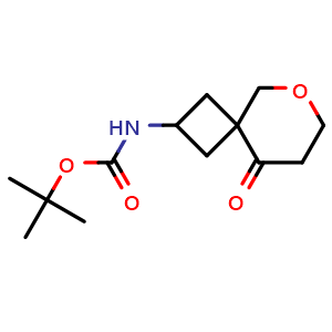 Chemical structure of tert-butyl N-(9-oxo-6-oxaspiro[3.5]nonan-2-yl)carbamate , CAS 2306261-58-3, AChemBlock S84506