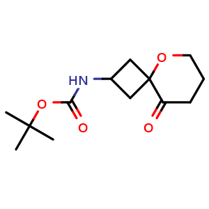 Chemical structure of tert-butyl N-(9-oxo-5-oxaspiro[3.5]nonan-2-yl)carbamate , CAS 2306262-51-9, AChemBlock S84507
