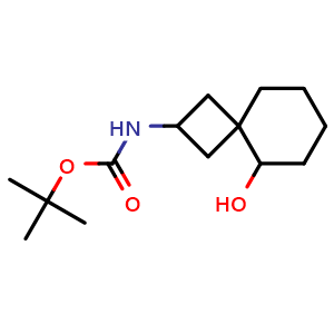 Chemical structure of tert-butyl N-(9-hydroxyspiro[3.5]nonan-2-yl)carbamate , CAS 2306277-91-6, AChemBlock S84508