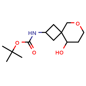 Chemical structure of tert-butyl N-(9-hydroxy-6-oxaspiro[3.5]nonan-2-yl)carbamate , CAS 2306276-49-1, AChemBlock S84509