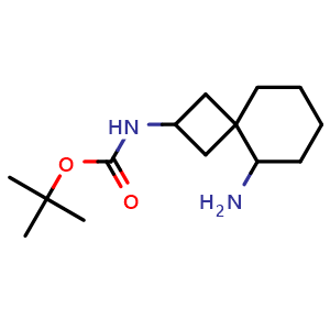Chemical structure of tert-butyl N-(9-aminospiro[3.5]nonan-2-yl)carbamate , CAS 2306276-44-6, AChemBlock S84511