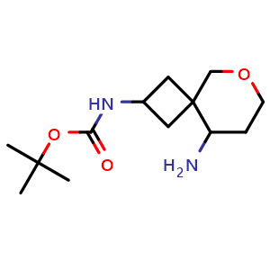 Chemical structure of tert-butyl N-(9-amino-6-oxaspiro[3.5]nonan-2-yl)carbamate , CAS 2306264-32-2, AChemBlock S84512