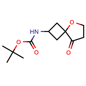 Chemical structure of tert-butyl N-(8-oxo-5-oxaspiro[3.4]octan-2-yl)carbamate , CAS 2306261-68-5, AChemBlock S84515