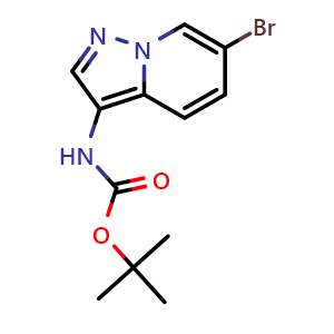 Chemical structure of tert-butyl N-(6-bromopyrazolo[1,5-a]pyridin-3-yl)carbamate , CAS 2306273-07-2, AChemBlock S84523
