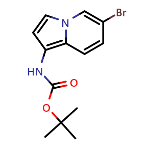 Chemical structure of tert-butyl N-(6-bromoindolizin-1-yl)carbamate , CAS 2306263-83-0, AChemBlock S84524