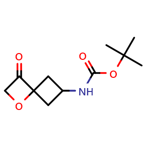 Chemical structure of tert-butyl N-(3-oxo-1-oxaspiro[3.3]heptan-6-yl)carbamate , CAS 2306271-79-2, AChemBlock S84537