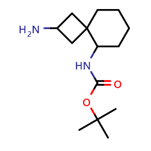 Chemical structure of tert-butyl N-(2-aminospiro[3.5]nonan-9-yl)carbamate , CAS 2306265-13-2, AChemBlock S84541