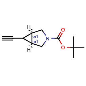 Chemical structure of tert-butyl cis-6-ethynyl-3-azabicyclo[3.1.0]hexane-3-carboxylate , AChemBlock S84558