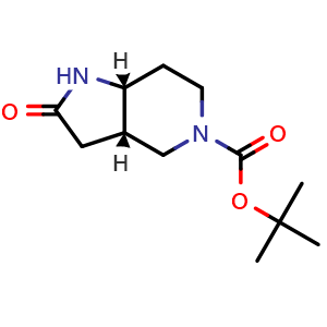 Chemical structure of tert-butyl cis-2-oxo-octahydro-1H-pyrrolo[3,2-c]pyridine-5-carboxylate , CAS 2306246-92-2, AChemBlock S84570