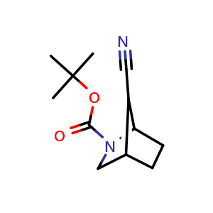 Chemical structure of tert-butyl 7-cyano-2-azabicyclo[2.2.1]heptane-2-carboxylate , CAS 2306277-18-7, AChemBlock S84584