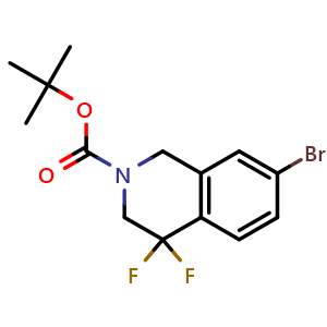 Chemical structure of tert-butyl 7-bromo-4,4-difluoro-1,3-dihydroisoquinoline-2-carboxylate , CAS 2306272-39-7, AChemBlock S84585
