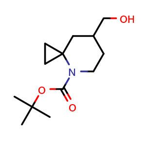 Chemical structure of tert-butyl 7-(hydroxymethyl)-4-azaspiro[2.5]octane-4-carboxylate , CAS 2306262-78-0, AChemBlock S84591
