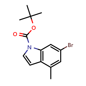 Chemical structure of tert-butyl 6-bromo-4-methyl-indole-1-carboxylate , CAS 2306278-04-4, AChemBlock S84595