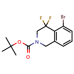 Chemical structure of tert-butyl 5-bromo-4,4-difluoro-1,3-dihydroisoquinoline-2-carboxylate , CAS 2306276-73-1, AChemBlock S84605