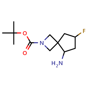 Chemical structure of tert-butyl 5-amino-7-fluoro-2-azaspiro[3.4]octane-2-carboxylate , CAS 2306271-35-0, AChemBlock S84606