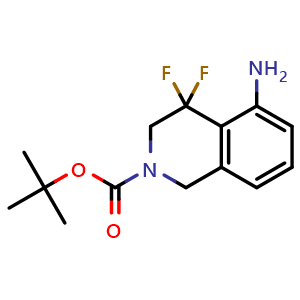 Chemical structure of tert-butyl 5-amino-4,4-difluoro-1,3-dihydroisoquinoline-2-carboxylate , CAS 2306261-11-8, AChemBlock S84608