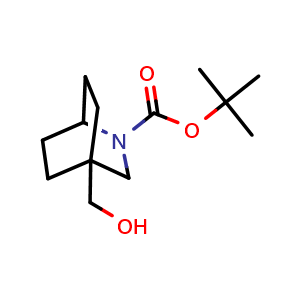 Chemical structure of tert-butyl 4-(hydroxymethyl)-2-azabicyclo[2.2.2]octane-2-carboxylate , CAS 2306265-70-1, AChemBlock S84629