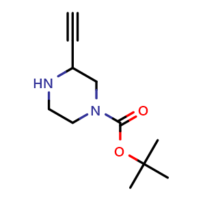 Chemical structure of tert-butyl 3-ethynylpiperazine-1-carboxylate , CAS 2306269-34-9, AChemBlock S84639