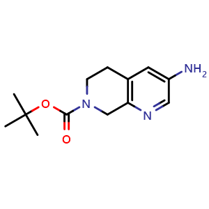 Chemical structure of tert-butyl 3-amino-5,6,7,8-tetrahydro-1,7-naphthyridine-7-carboxylate , CAS 2306271-77-0, AChemBlock S84645