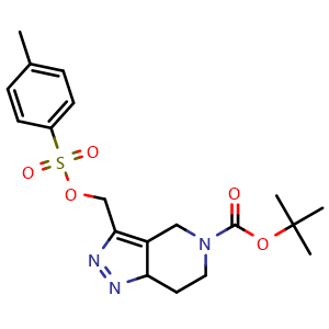 Chemical structure of tert-butyl 3-{[(4-methylbenzenesulfonyl)oxy]methyl}-4H,5H,6H,7H,7aH-pyrazolo[4,3-c]pyridine-5-carboxylate , AChemBlock S84654