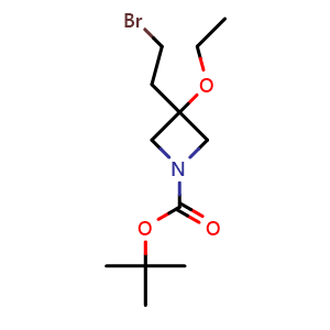 Chemical structure of tert-butyl 3-(2-bromoethyl)-3-ethoxy-azetidine-1-carboxylate , CAS 2306275-23-8, AChemBlock S84671