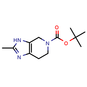 Chemical structure of tert-butyl 2-methyl-3H,4H,5H,6H,7H-imidazo[4,5-c]pyridine-5-carboxylate , CAS 2306270-70-0, AChemBlock S84673