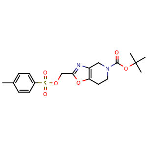 Chemical structure of tert-butyl 2-{[(4-methylbenzenesulfonyl)oxy]methyl}-4H,5H,6H,7H-[1,3]oxazolo[4,5-c]pyridine-5-carboxylate , CAS 2306269-15-6, AChemBlock S84680
