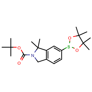 Chemical structure of tert-butyl 1,1-dimethyl-6-(4,4,5,5-tetramethyl-1,3,2-dioxaborolan-2-yl)-2,3-dihydro-1H-isoindole-2-carboxylate , AChemBlock S84692