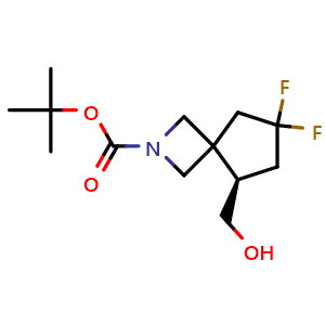 Chemical structure of tert-butyl (5R)-7,7-difluoro-5-(hydroxymethyl)-2-azaspiro[3.4]octane-2-carboxylate , CAS 2306253-06-3, AChemBlock S84728