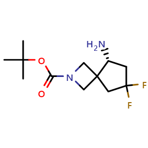 Chemical structure of tert-butyl (5R)-5-amino-7,7-difluoro-2-azaspiro[3.4]octane-2-carboxylate , CAS 2306250-07-5, AChemBlock S84731